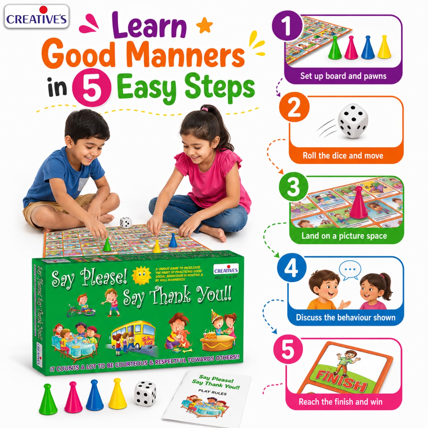 Creative's Say Please Say Thank You, Educational Board Game, Good Manners & Social Skills Learning Game