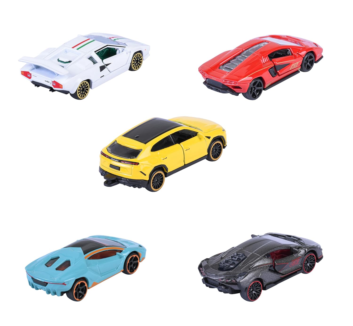 Majorette Lamborghini Car Set (5 Cars) - 5 Metal Model Cars for Collectors & Children