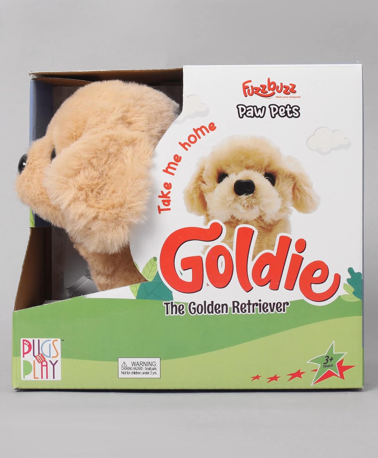 Rowan Fuzzbuzz Goldie Walking Dog Stuffed Toy, Cute Plushie