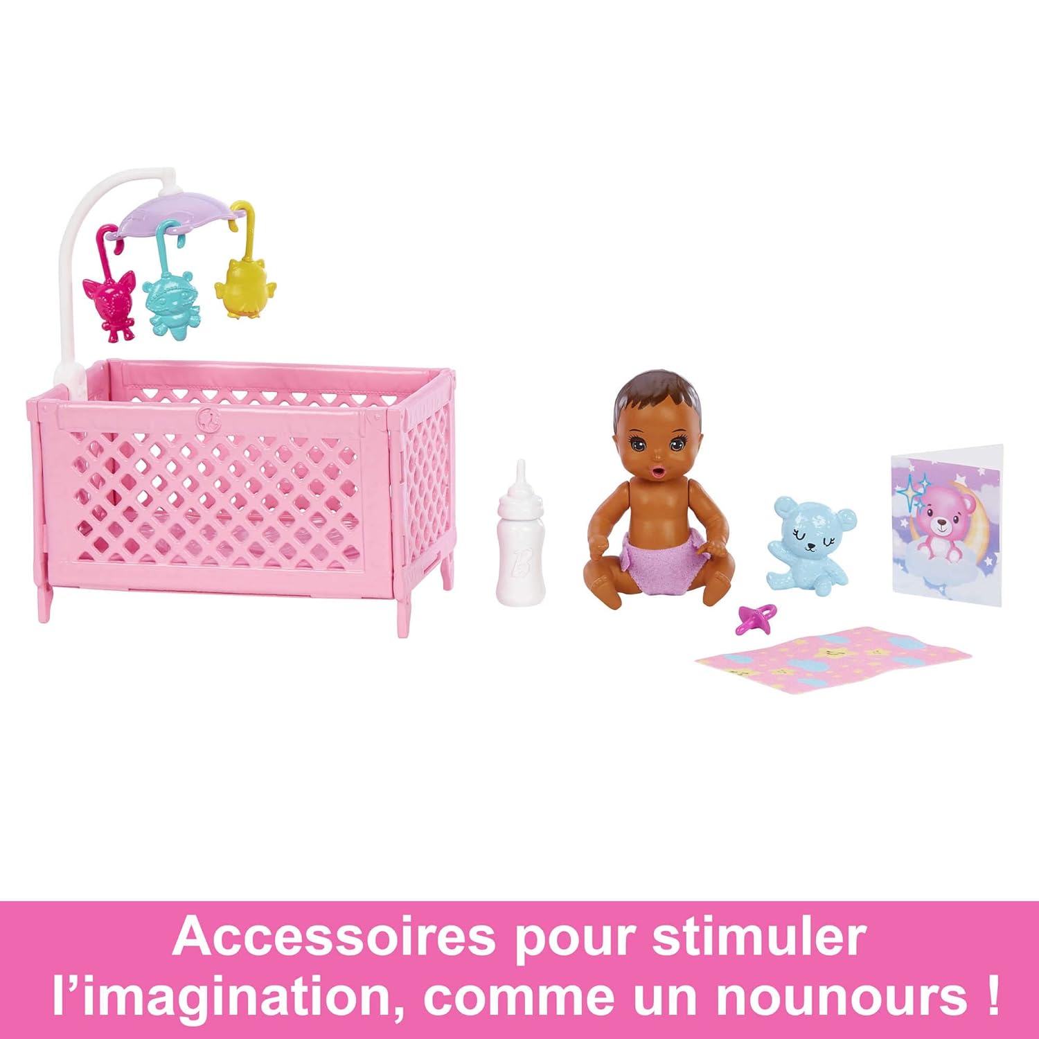 Barbie Doll and Accessories, Crib Playset with Baby Doll, Furniture and Themed Accessories, Babysitters Inc.