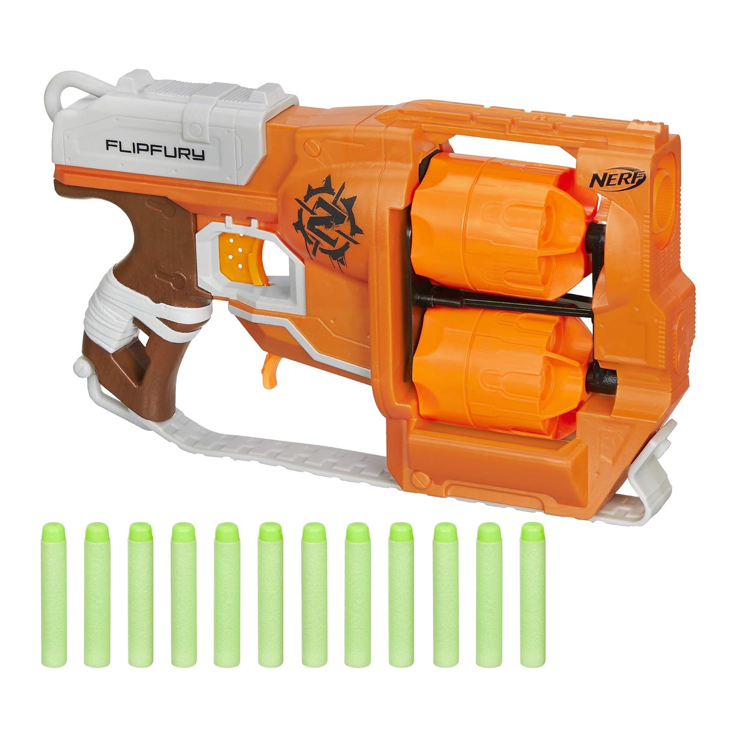 Nerf Zombie Strike Flipfury Toy Blaster With 2 Flipping Drums And 12 Official Zombie Strike Elite Darts