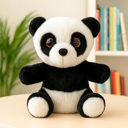 Mirada Adorable Plush Animal Black Glitter Eye Panda Soft Toy - 25 cm