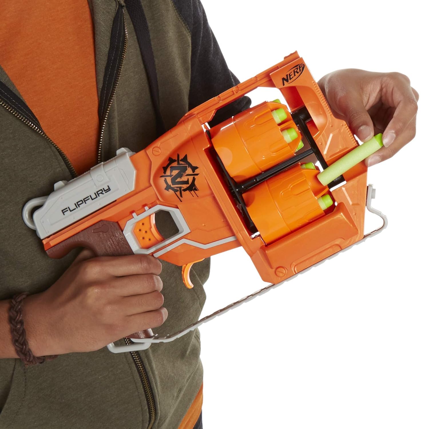 Nerf Zombie Strike Flipfury Toy Blaster With 2 Flipping Drums And 12 Official Zombie Strike Elite Darts