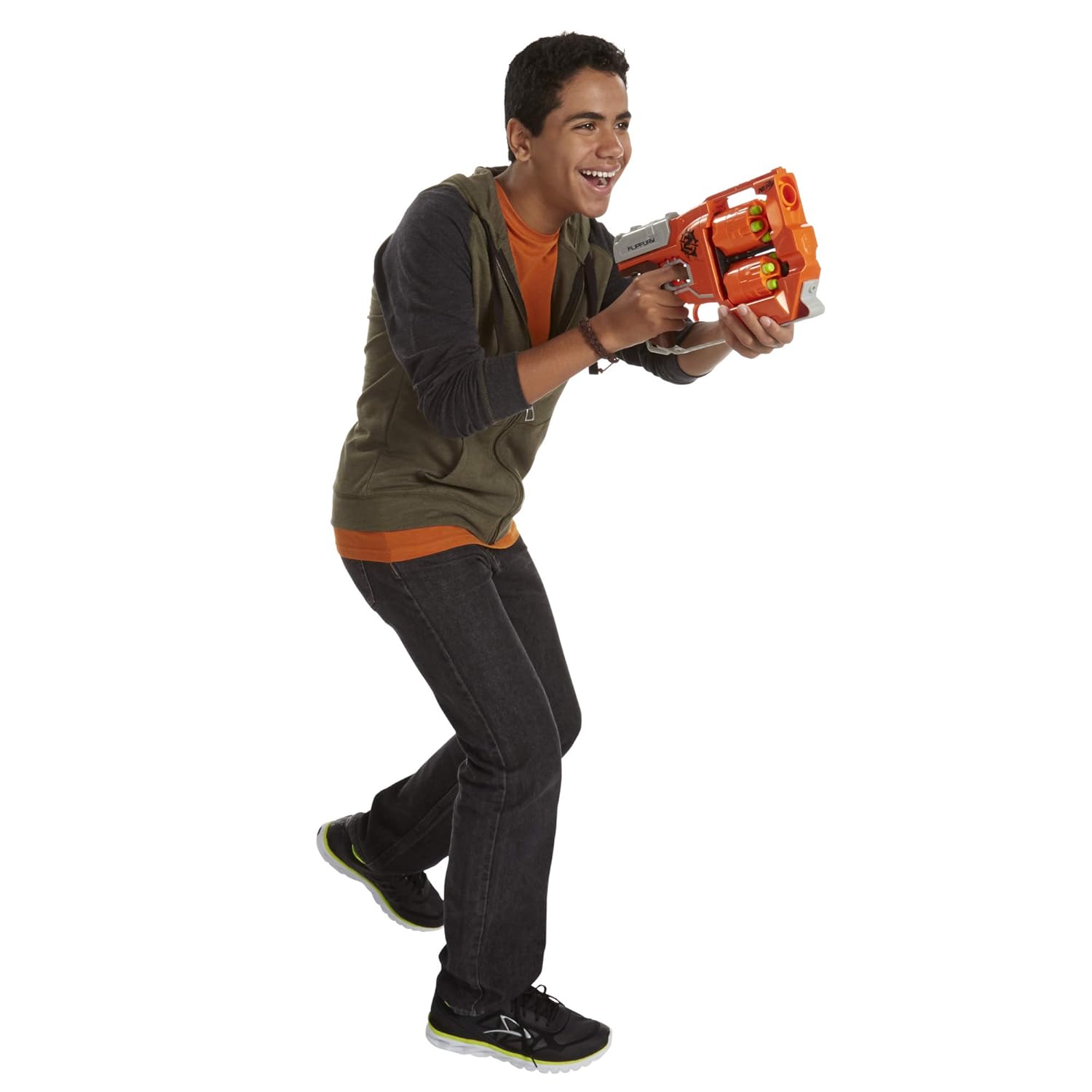 Nerf Zombie Strike Flipfury Toy Blaster With 2 Flipping Drums And 12 Official Zombie Strike Elite Darts