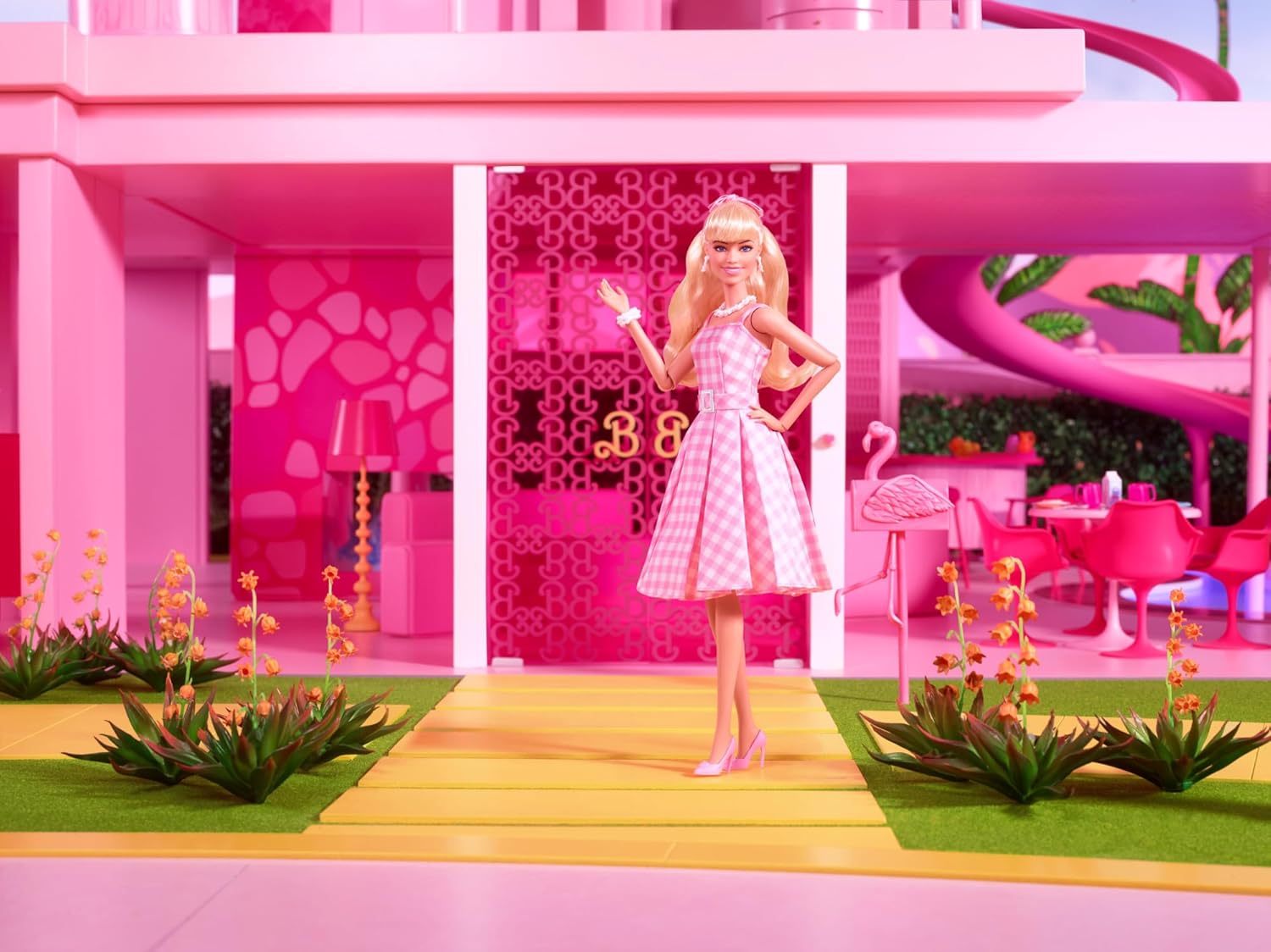 Barbie The Movie Doll, Margot Robbie as, Collectible Doll Wearing Pink and White Gingham Dress