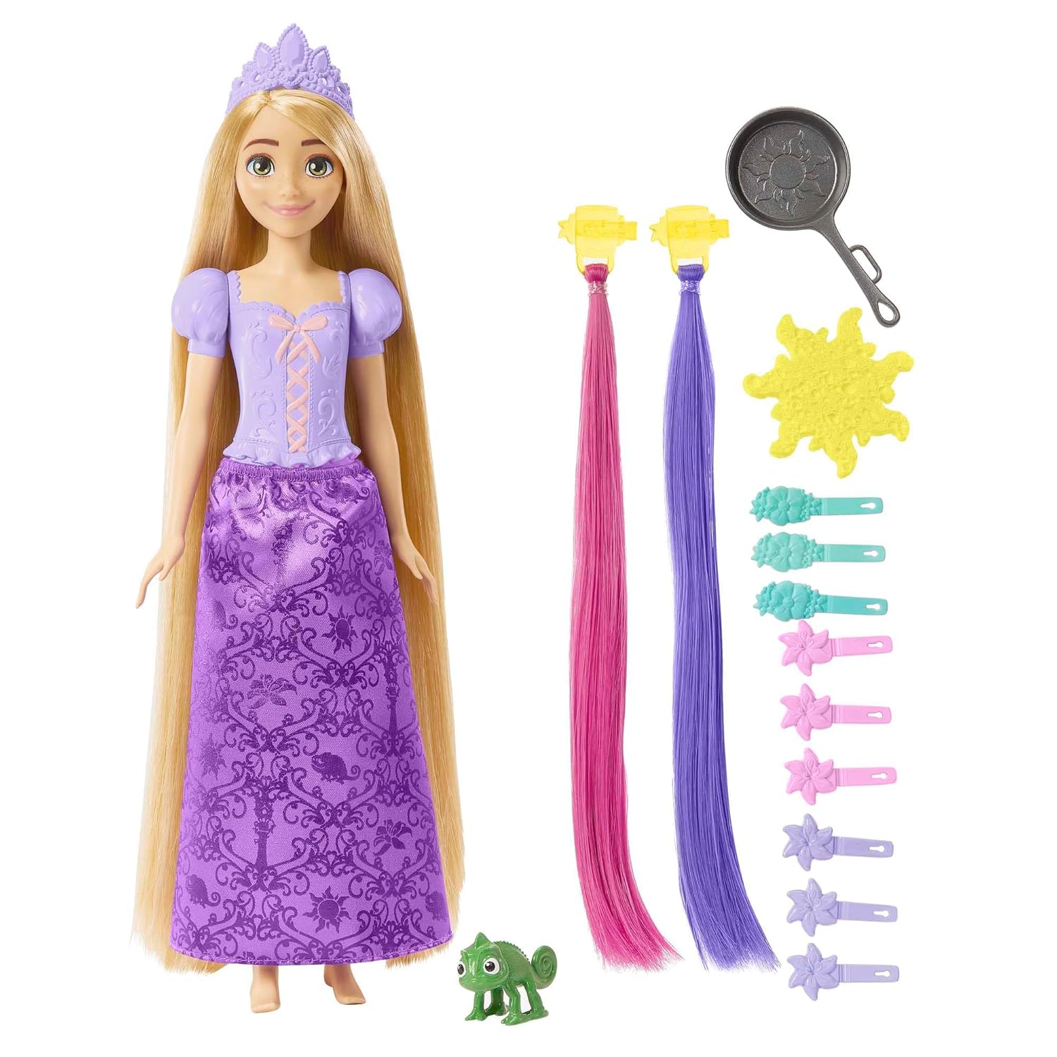 Disney Mattel Princess Toys, Rapunzel Doll with Color-Change Hair Extensions & Hair-Styling Pieces