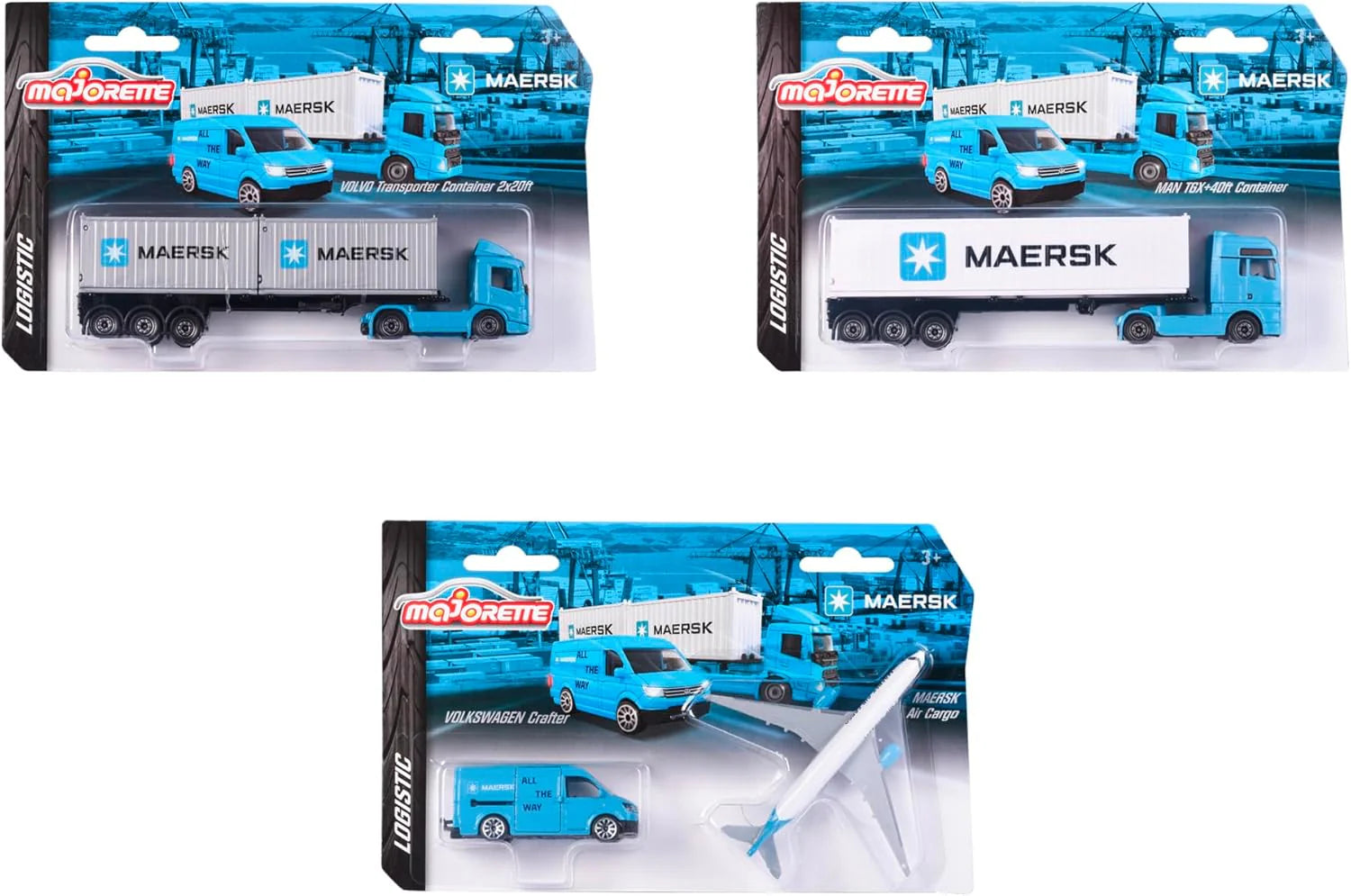 Majorette - Maersk Logistic, Volkswagon Crafter + MAERSK Air Cargo