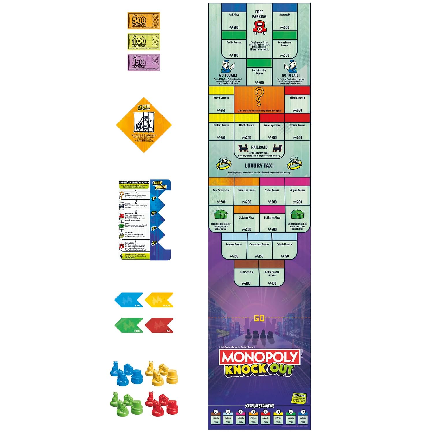 Monopoly Knockout Family Party Game for Kids, Teens, and Adults