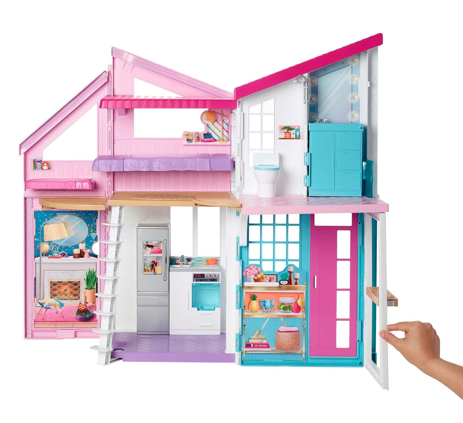 Barbie Malibu House 2-Story, 6-Room Dollhouse with Transformation Features