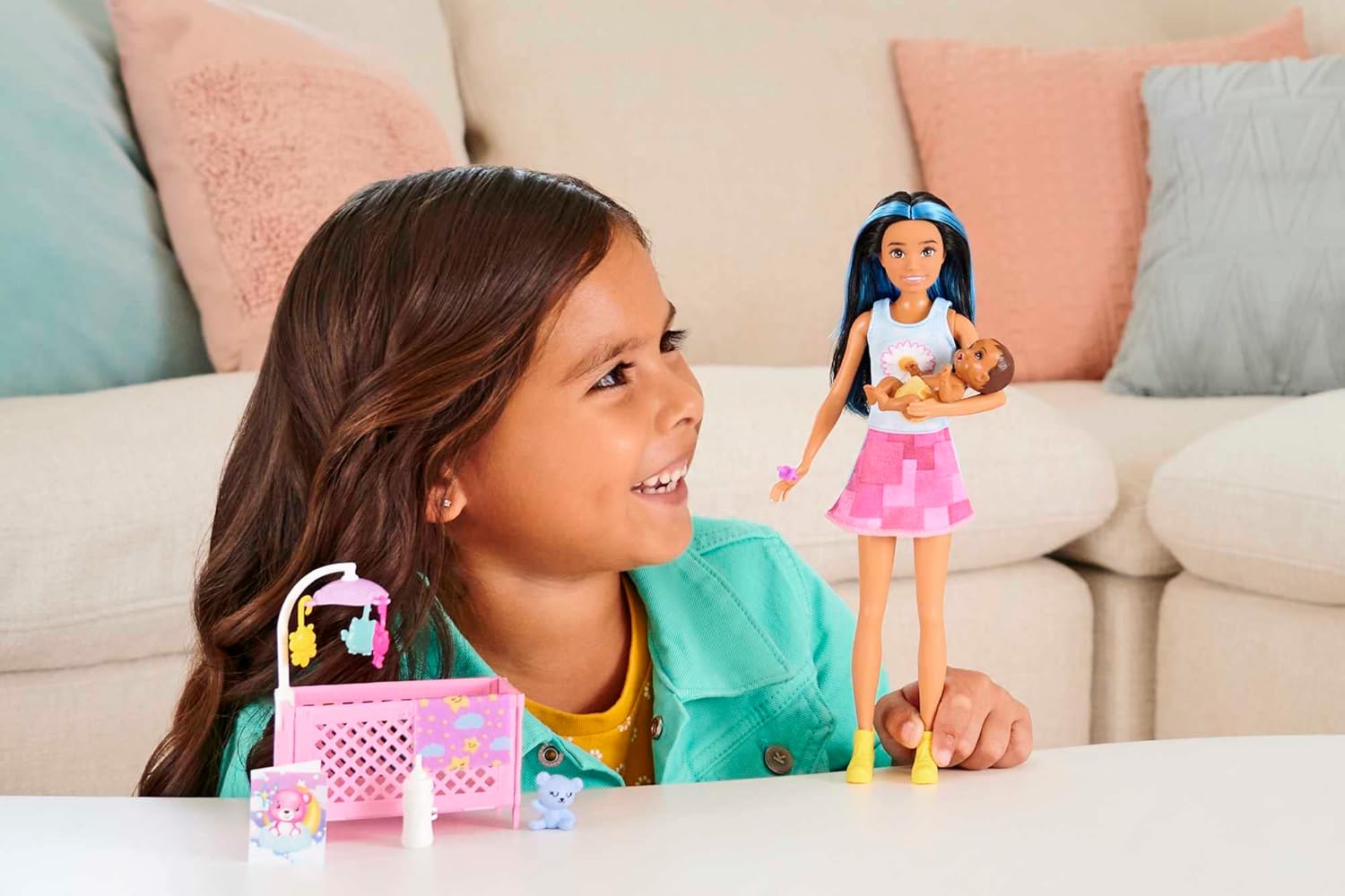 Barbie Doll and Accessories, Crib Playset with Baby Doll, Furniture and Themed Accessories, Babysitters Inc.