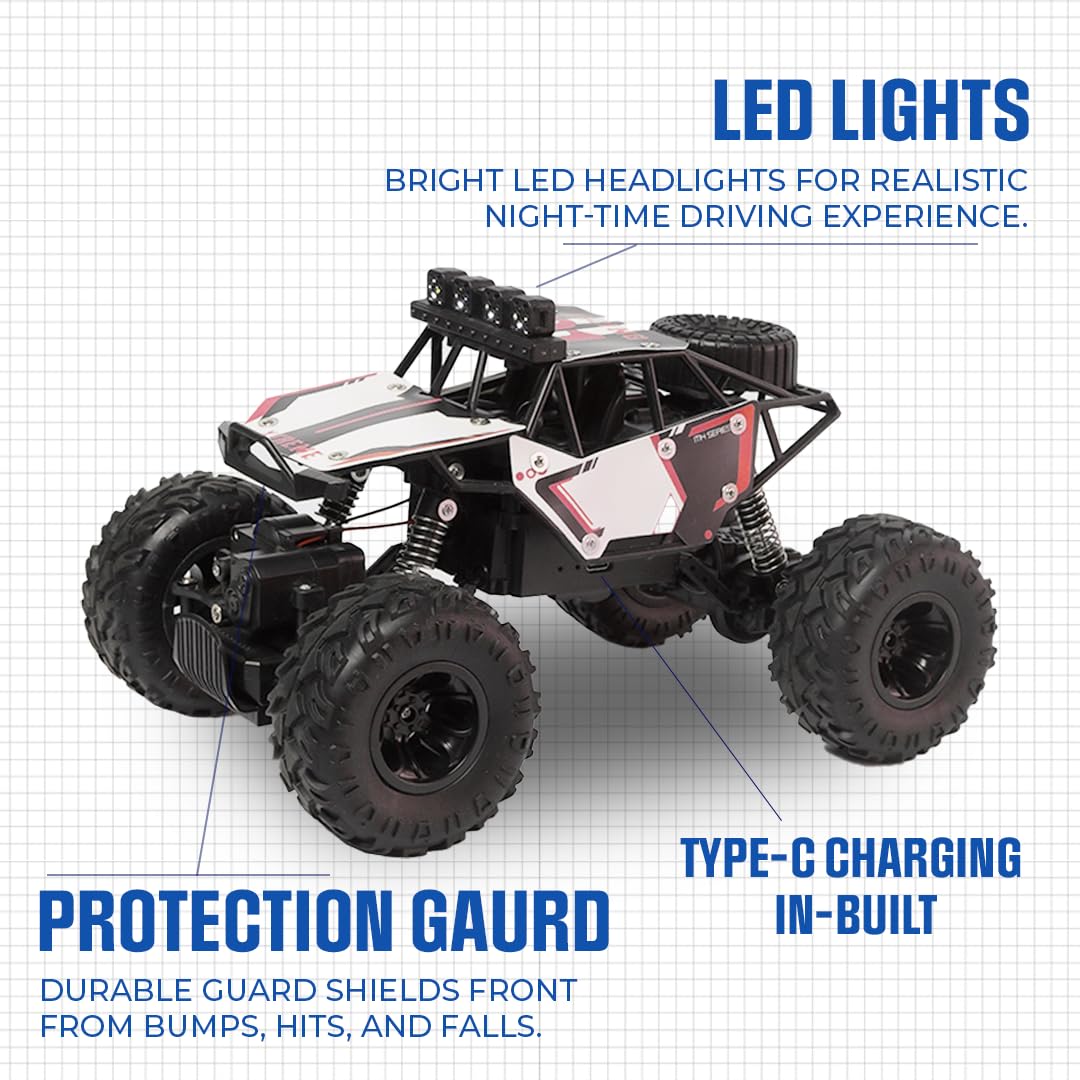 ELECTROBOTIC Off-Roader 4x4 RC Car, True 4-Wheel Drive, High-Speed with Bright Headlights, Multicolor