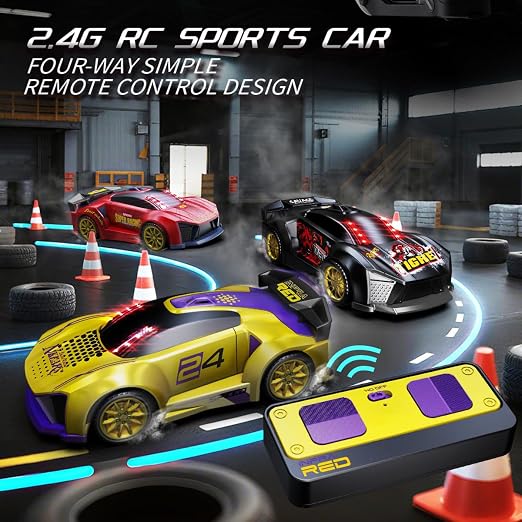 Time-Bound Dodge & Shoot Knock-Down 2-Player Infrared Battle RC Car Toy with Dual Remotes