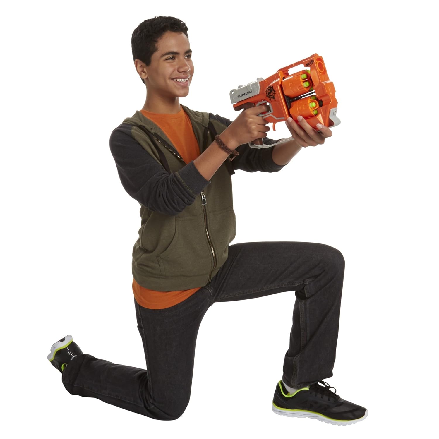 Nerf Zombie Strike Flipfury Toy Blaster With 2 Flipping Drums And 12 Official Zombie Strike Elite Darts