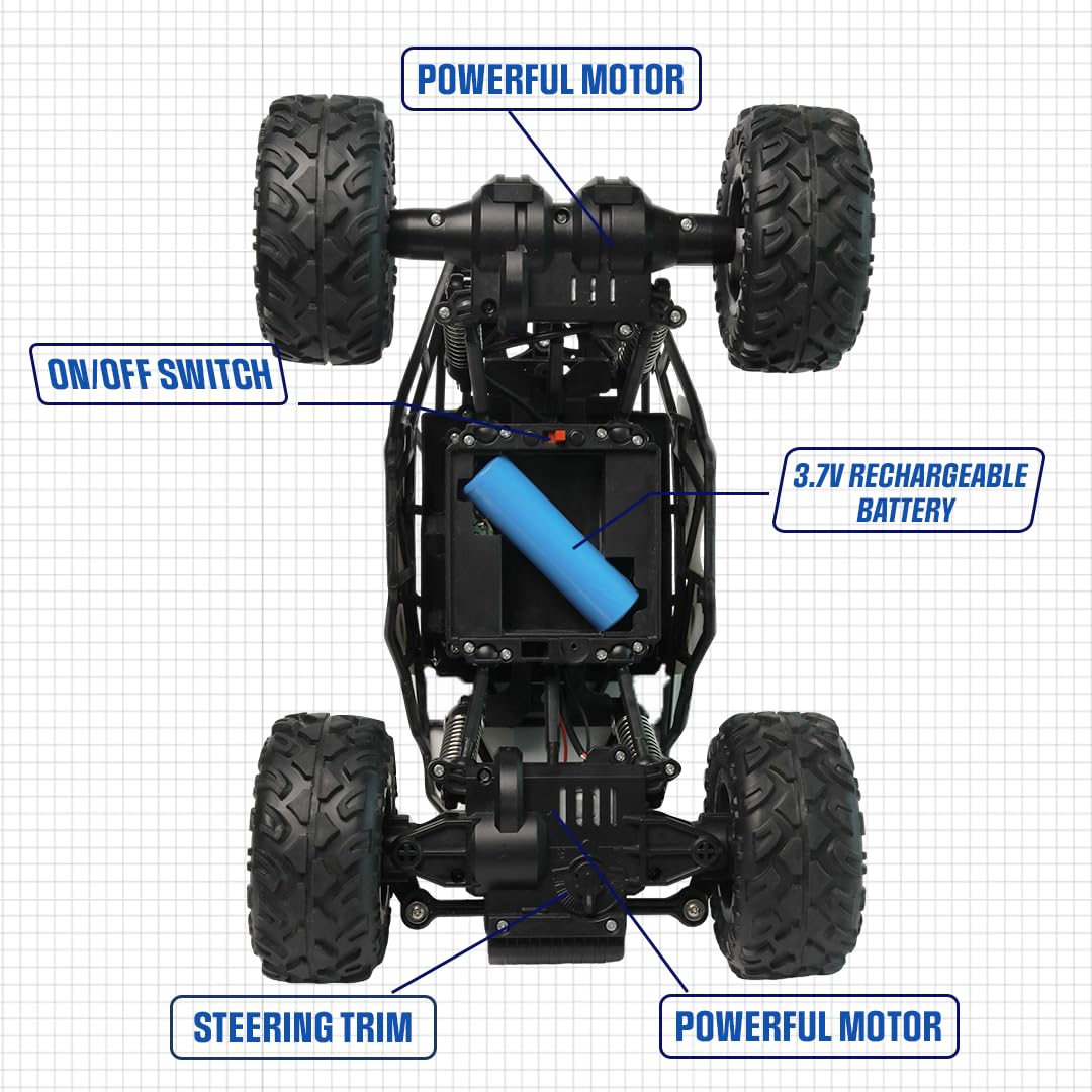 ELECTROBOTIC Off-Roader 4x4 RC Car, True 4-Wheel Drive, High-Speed with Bright Headlights, Multicolor
