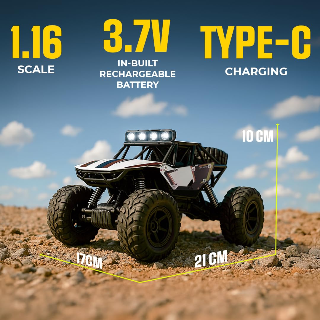 ELECTROBOTIC Off-Roader 4x4 RC Car, True 4-Wheel Drive, High-Speed with Bright Headlights, Multicolor