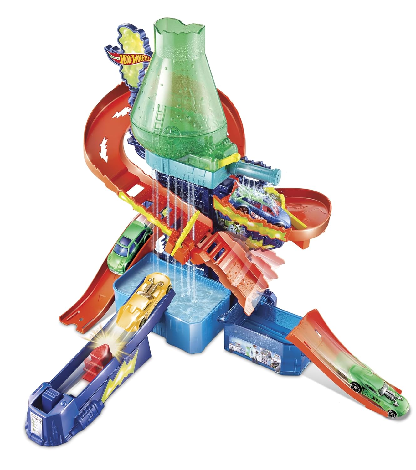 Hot Wheels Metal Shifters Color Splash Science Lab with 1:64 single Color Shifter Car CCP76
