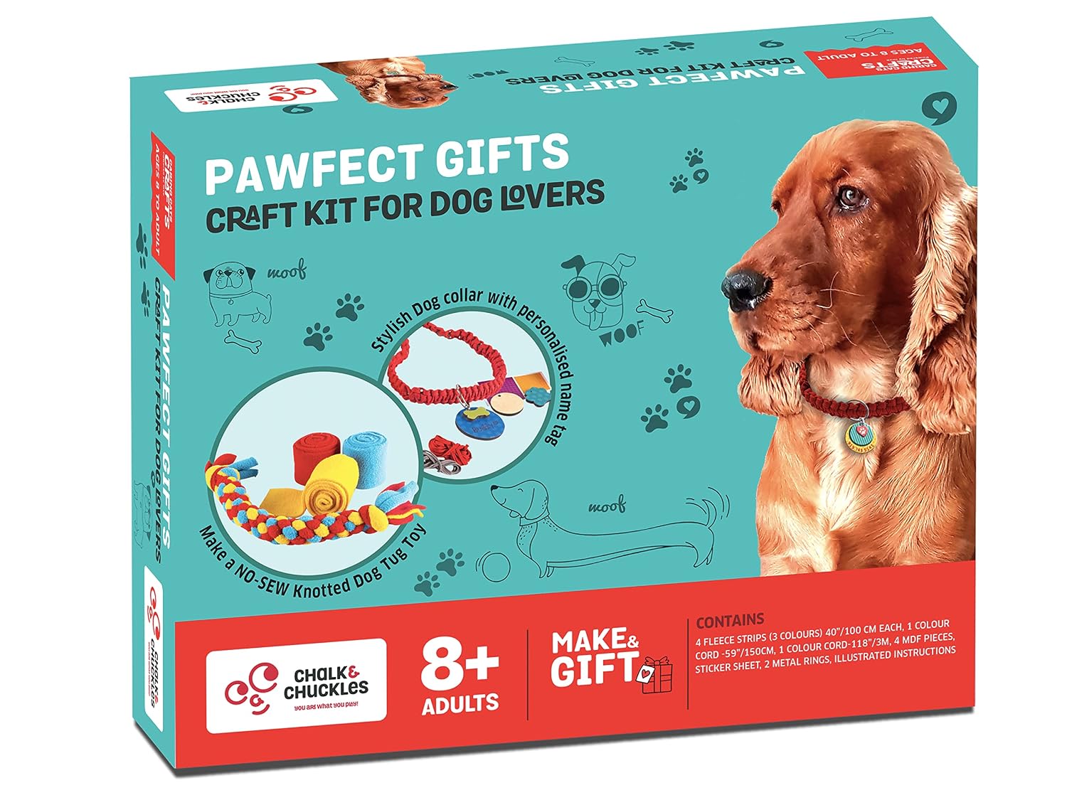 Chalk & Chuckles PAWFECT GIFTS - Craft Kit for Dog Lovers, Mess-Free, No Sew Activity