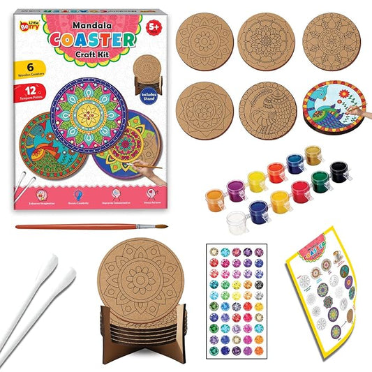 Little Berry Mandala Coaster - DIY Wooden Tea Coaster Craft Kit