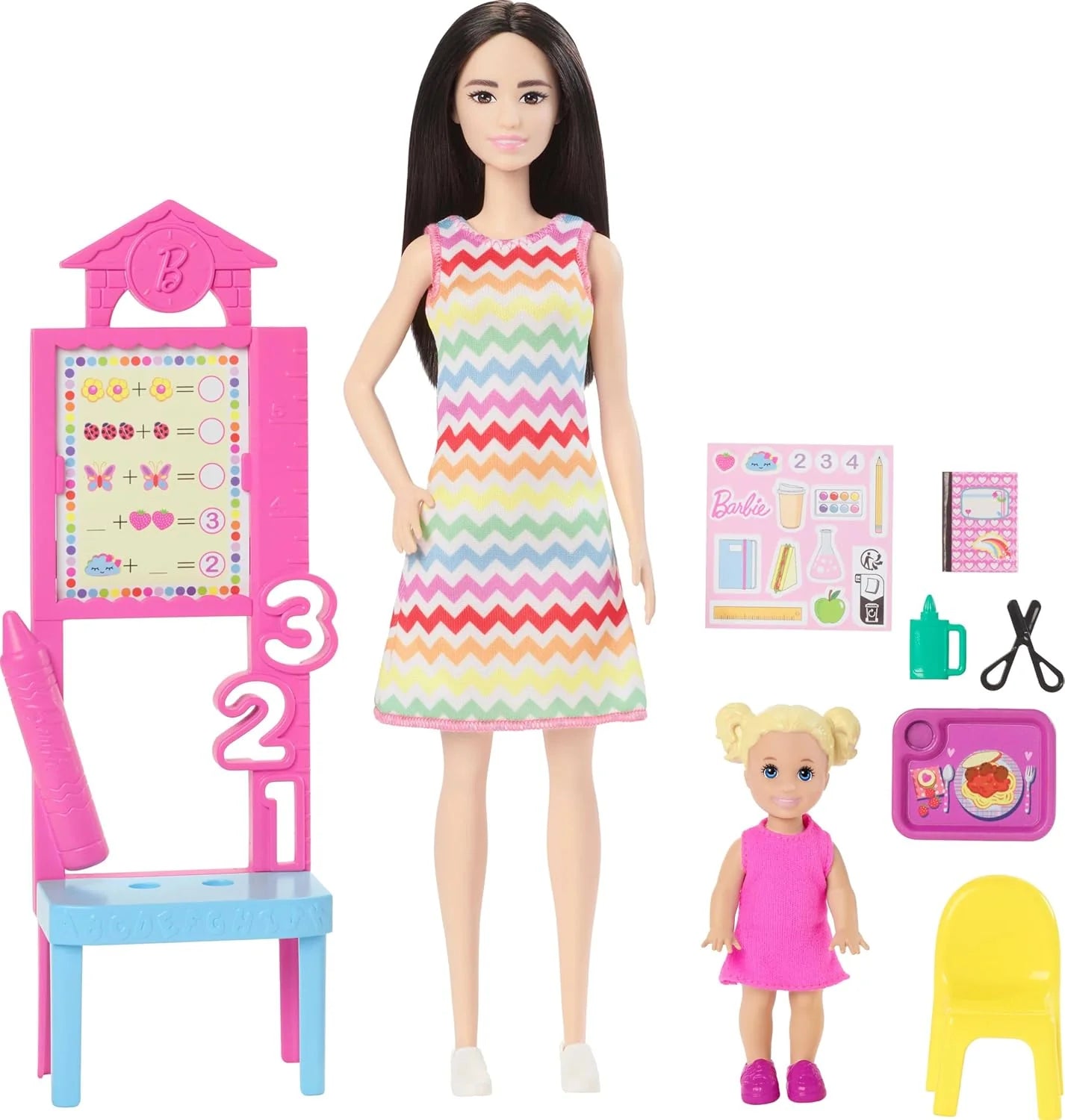 Barbie Teacher Doll With Blonde Fashion Doll, 1 Toddler Doll, & Teaching Accessories For Kids