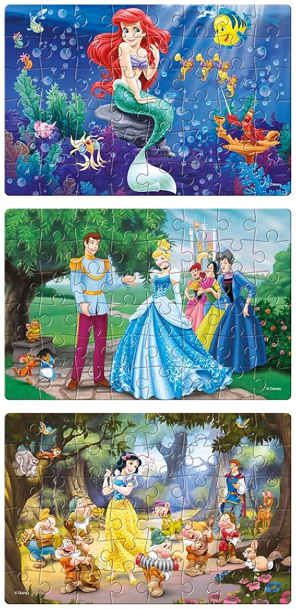 Frank Disney Princess (48 Pieces) 3 in 1 Jigsaw Puzzle for Kids
