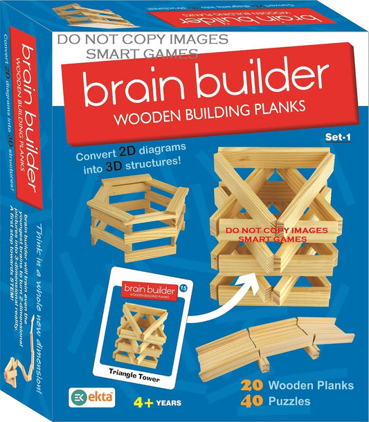 EKTA Brain Builder Wooden Building Planks for Kid (Set-1)- Multi Color, 36 Pcs