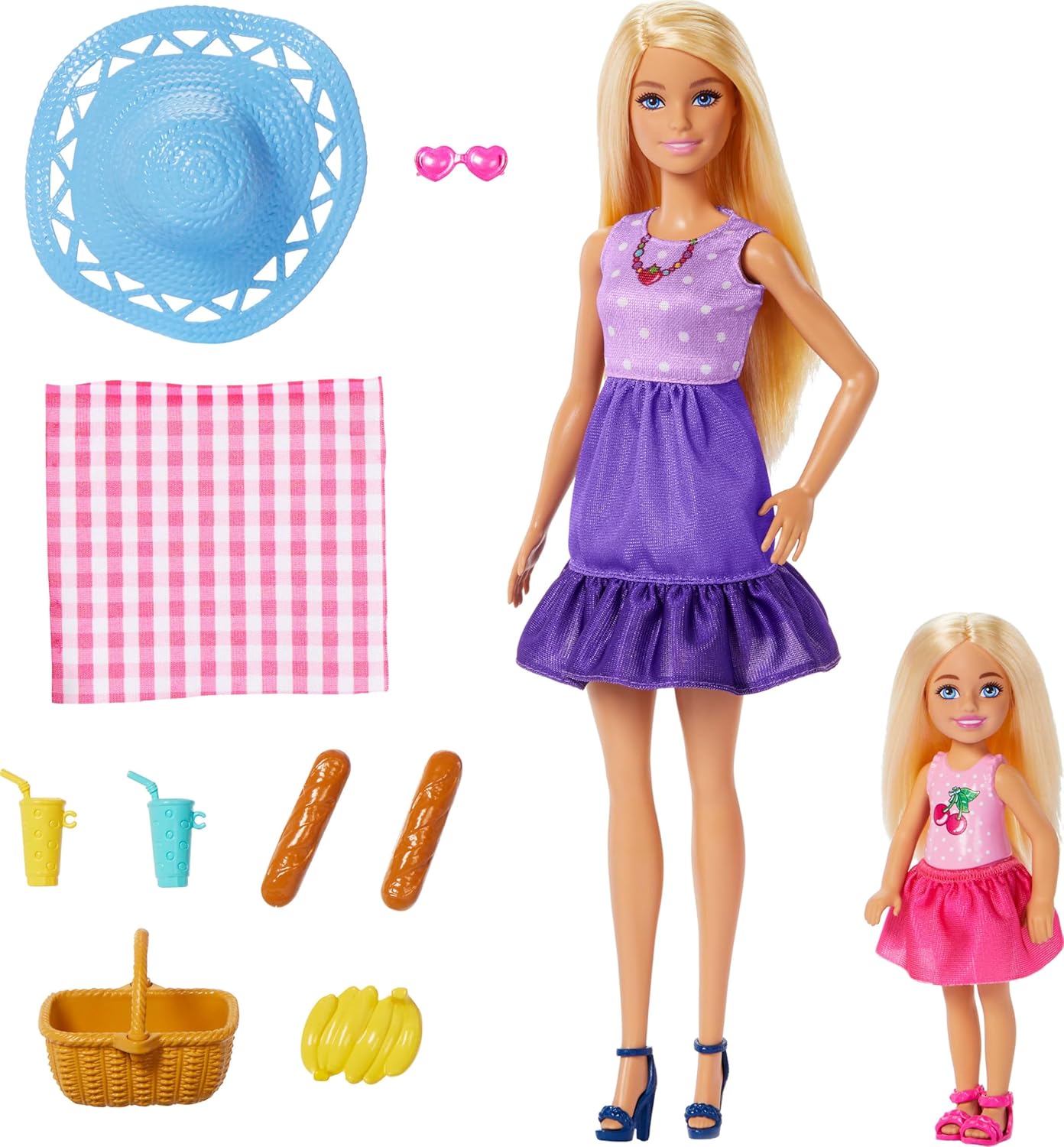 Barbie Family & Friends Dolls & Accessories Playset, Picnic-Themed, Plus 9 Pieces Including Food