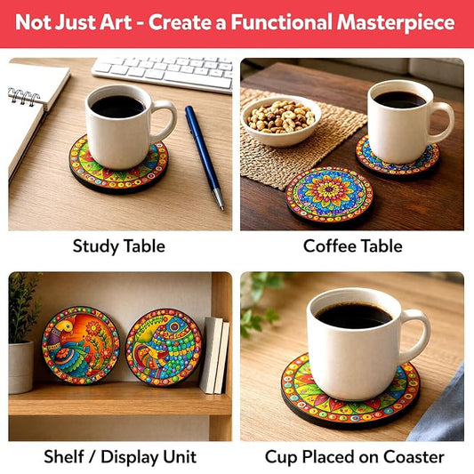 Little Berry Mandala Coaster - DIY Wooden Tea Coaster Craft Kit