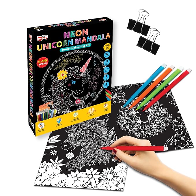 Little Berry DIY Neon Unicorn Mandala Art Kit for Teens & Adults