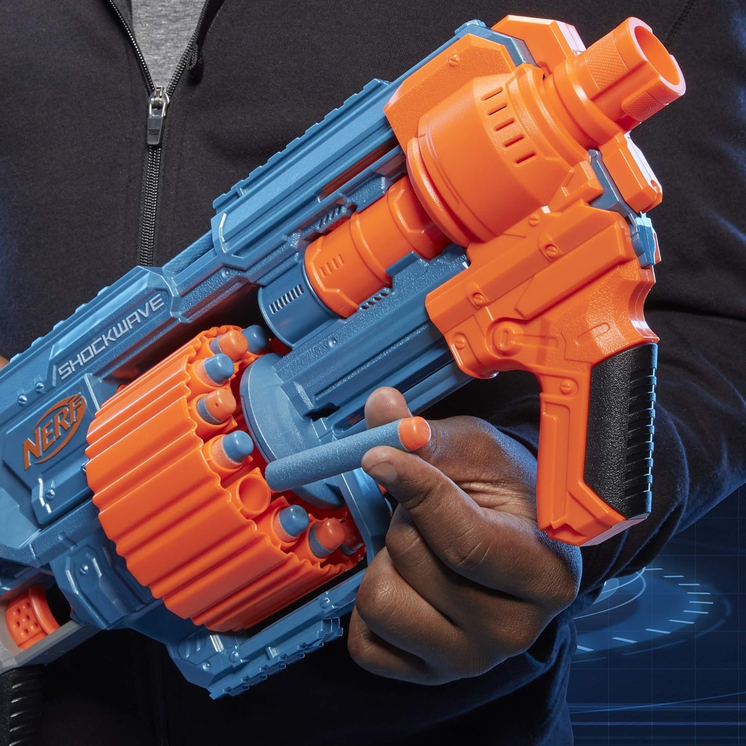 Nerf Elite 2.0 Shockwave Toy Blaster, 30 Darts,15-Dart Rotating Drum