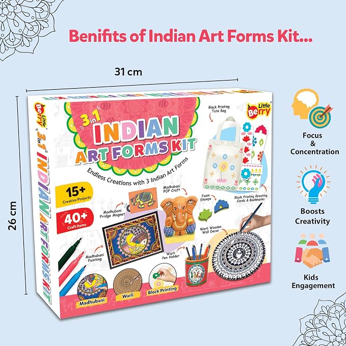Little Berry Indian Art Forms Kits – 3 in 1 Indian Art Forms Kit 