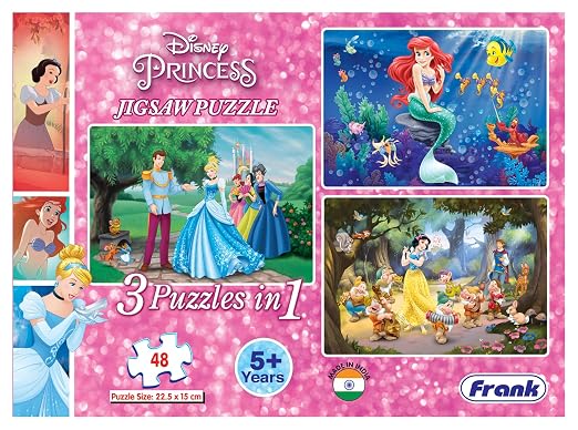 Frank Disney Princess (48 Pieces) 3 in 1 Jigsaw Puzzle for Kids