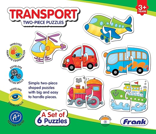 Frank Transport Puzzles - A Set of 6 Two-Piece Shaped Jigsaw Puzzle
