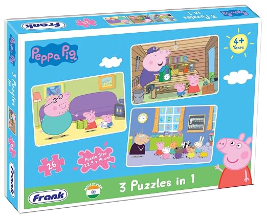 Frank Peppa Pig (26 Pieces) 3 in 1 Jigsaw Puzzle for Kids