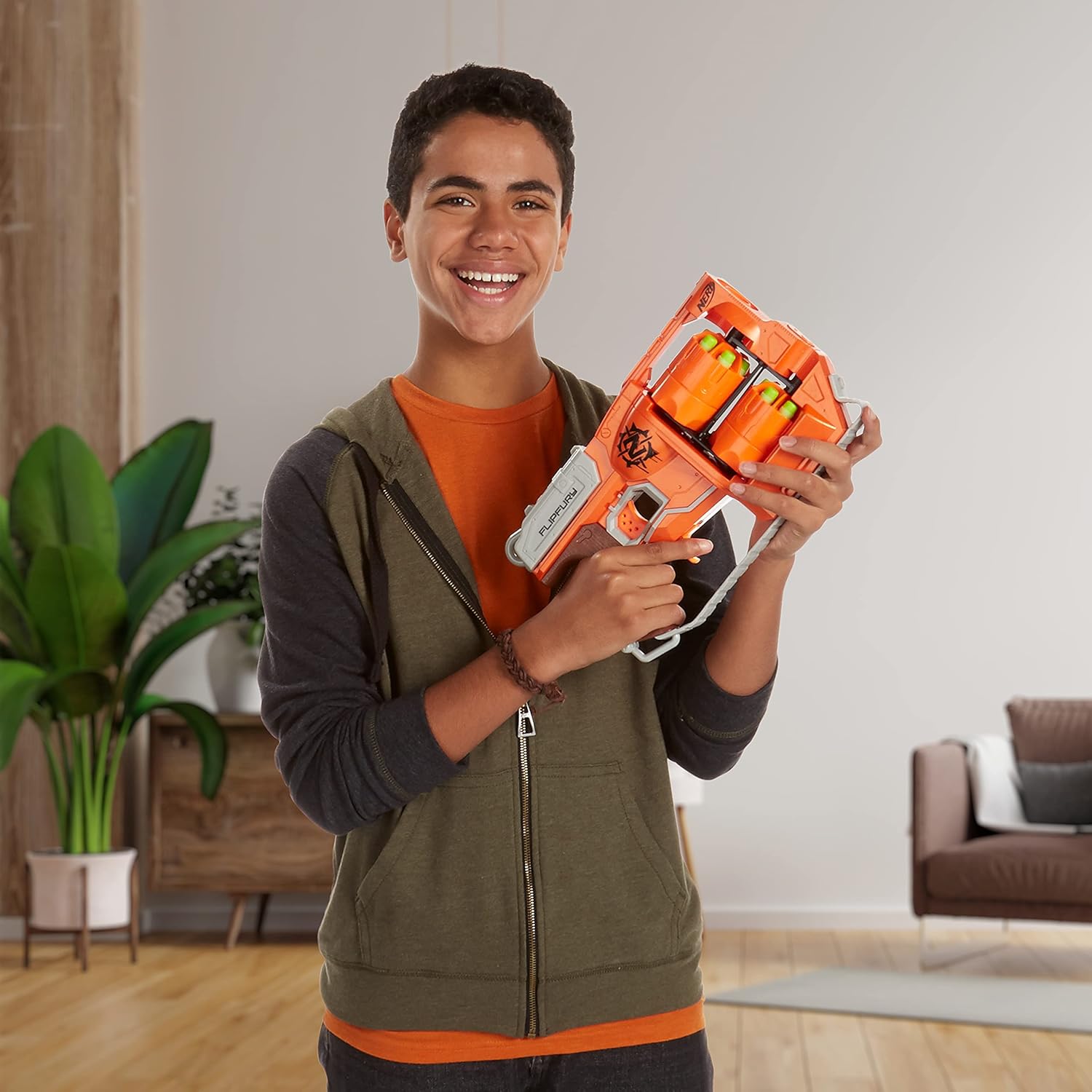 Nerf Zombie Strike Flipfury Toy Blaster With 2 Flipping Drums And 12 Official Zombie Strike Elite Darts
