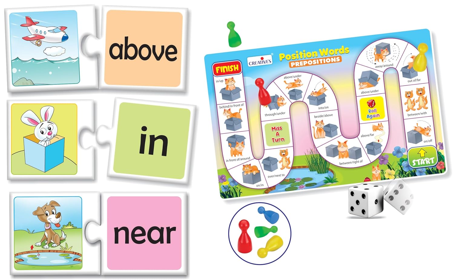Creative's Position Words, Self-Correcting Match-ups Puzzles,  Reinforce Basic Prepositions, Learning & Educational Toy