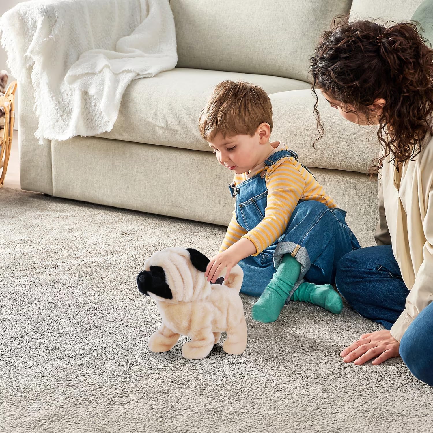 Rowan Fuzzbuzz Peanut Walking Dog Stuffed Toy, Cute Plushie