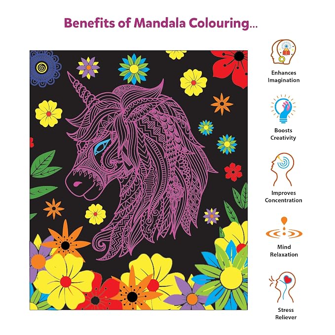 Little Berry DIY Neon Unicorn Mandala Art Kit for Teens & Adults