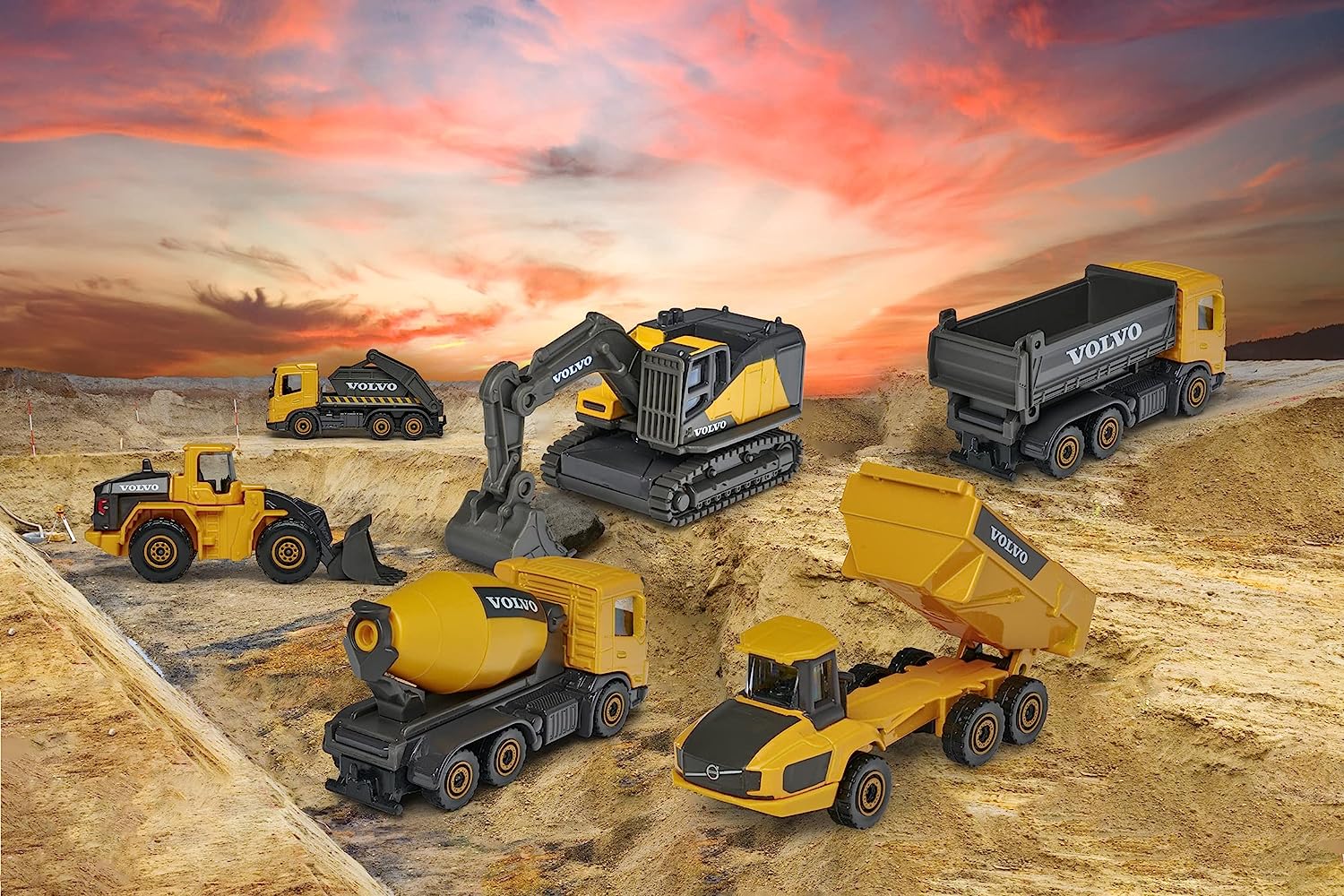 Majorette Volvo Construction 3 Piece Set, Random Selection from 2 Assorted Models sets