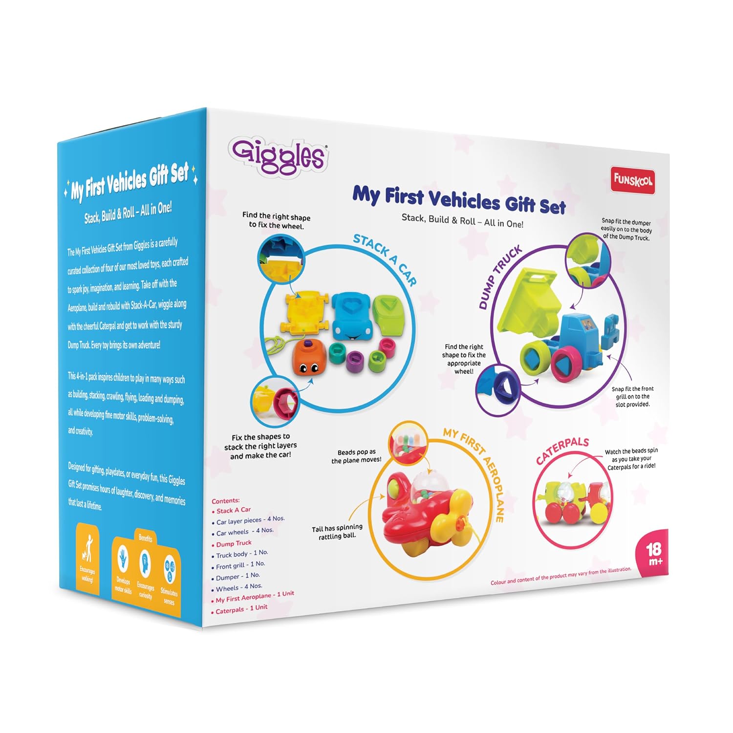 Giggles My First Vehicle Gift Set, 4 in 1 Combo Set
