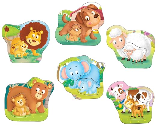 Frank Animals and Babies (Set of 6) 2 Pcs Puzzle -Early Learner Educational Jigsaw Puzzles