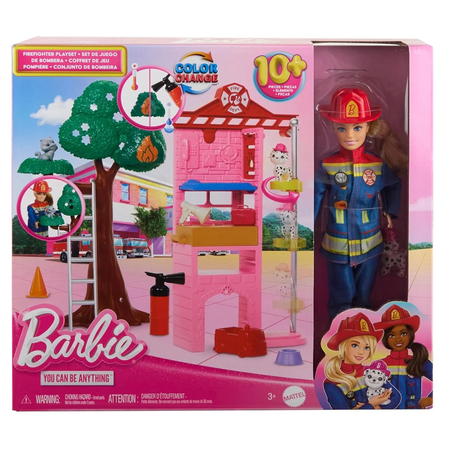 Barbie Firefighter Playset With Blonde Fashion Doll For Kids