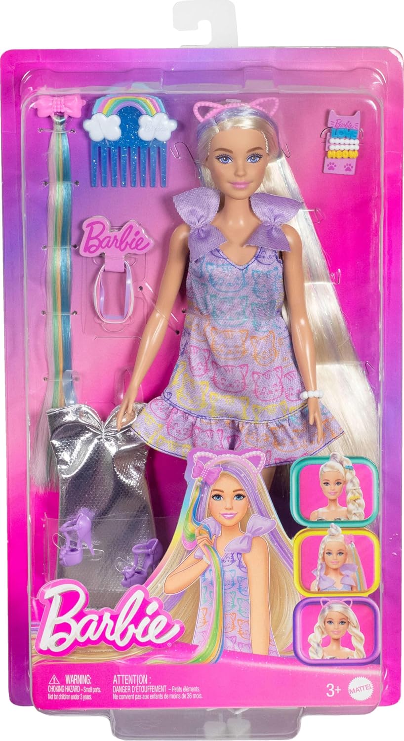 Barbie Fun & Fancy Doll & Accessories, Blonde Fashion Doll with Extra-Long Hair & 2 Looks