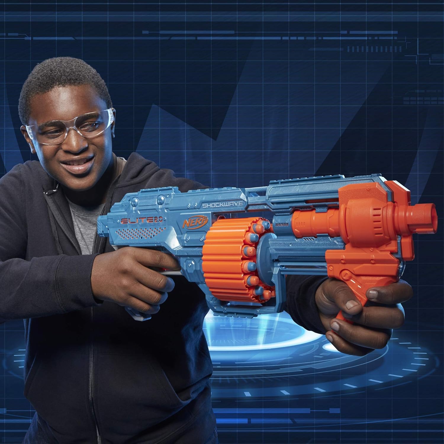 Nerf Elite 2.0 Shockwave Toy Blaster, 30 Darts,15-Dart Rotating Drum