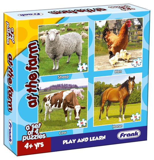 Frank Animal Puzzles for Kids – At The Farm, Set of 4 Jigsaw Puzzles for Kids