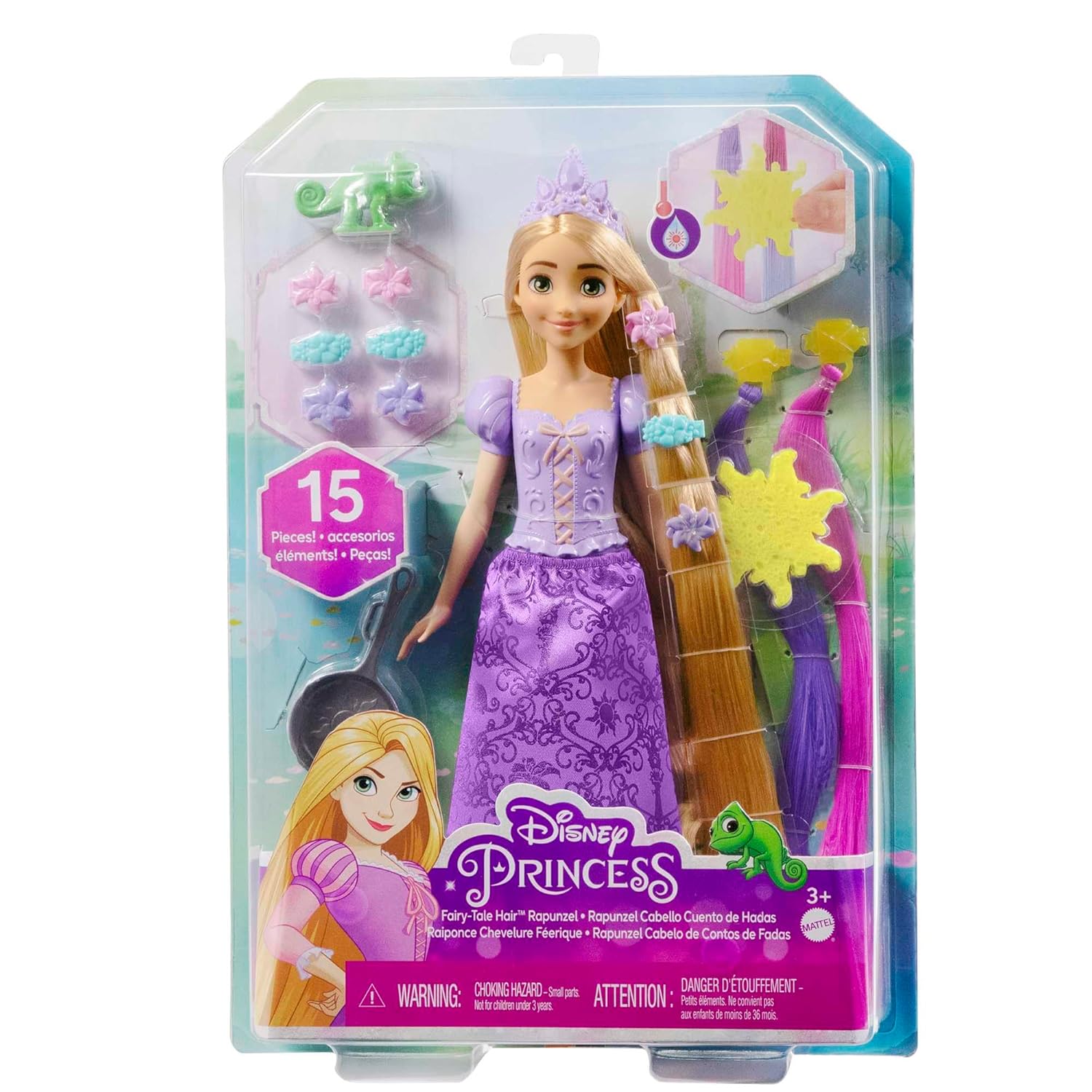 Disney Mattel Princess Toys, Rapunzel Doll with Color-Change Hair Extensions & Hair-Styling Pieces