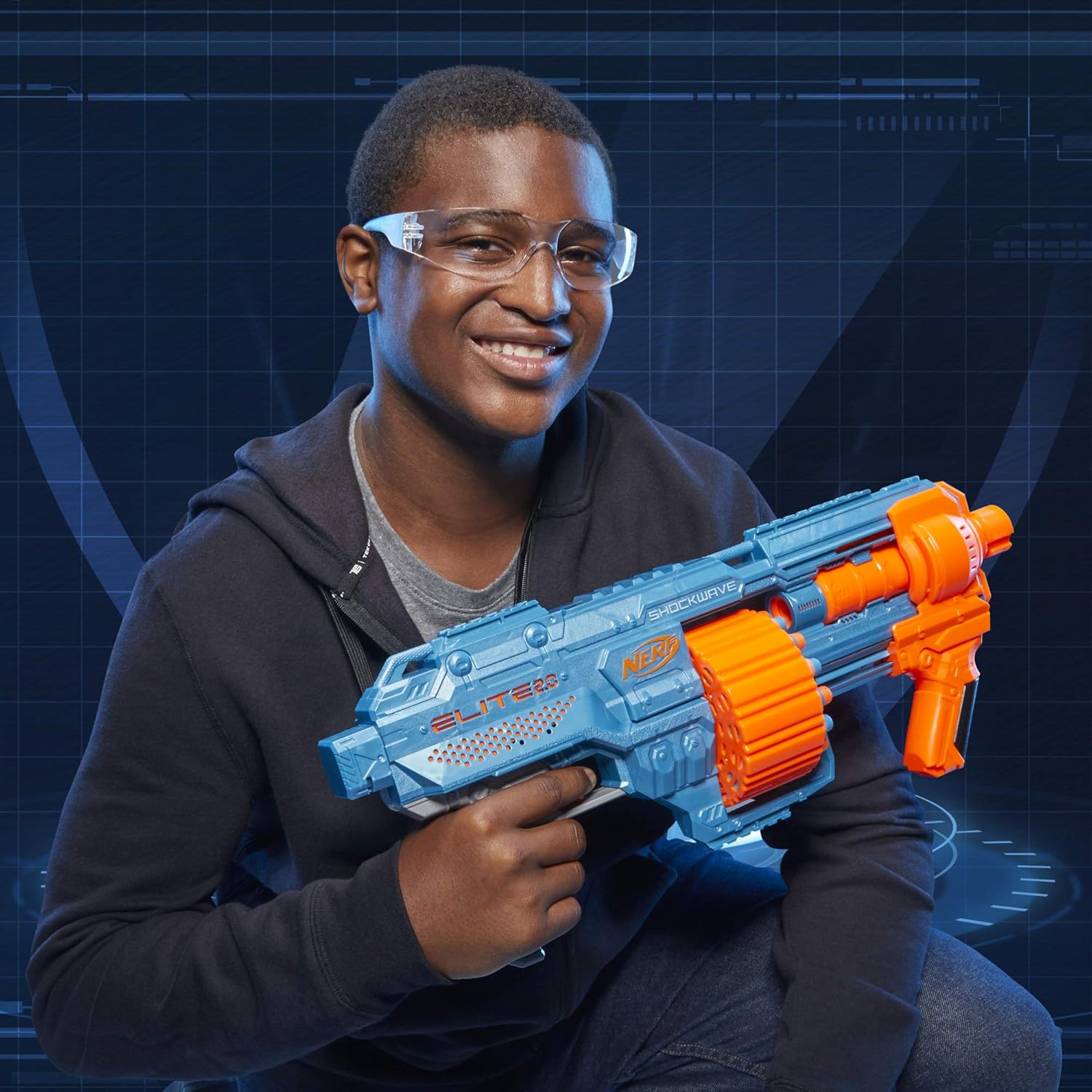 Nerf Elite 2.0 Shockwave Toy Blaster, 30 Darts,15-Dart Rotating Drum