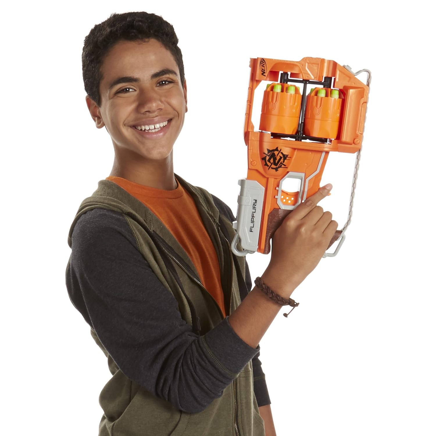 Nerf Zombie Strike Flipfury Toy Blaster With 2 Flipping Drums And 12 Official Zombie Strike Elite Darts