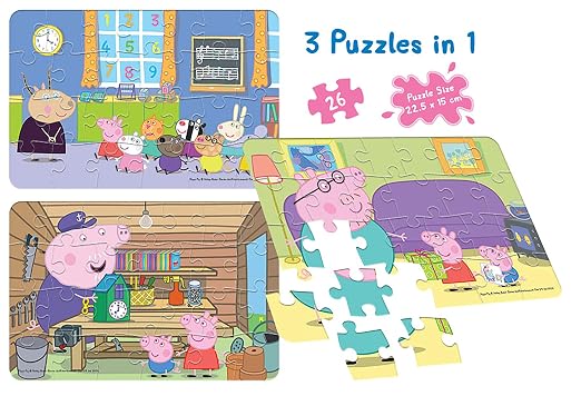 Frank Peppa Pig (26 Pieces) 3 in 1 Jigsaw Puzzle for Kids