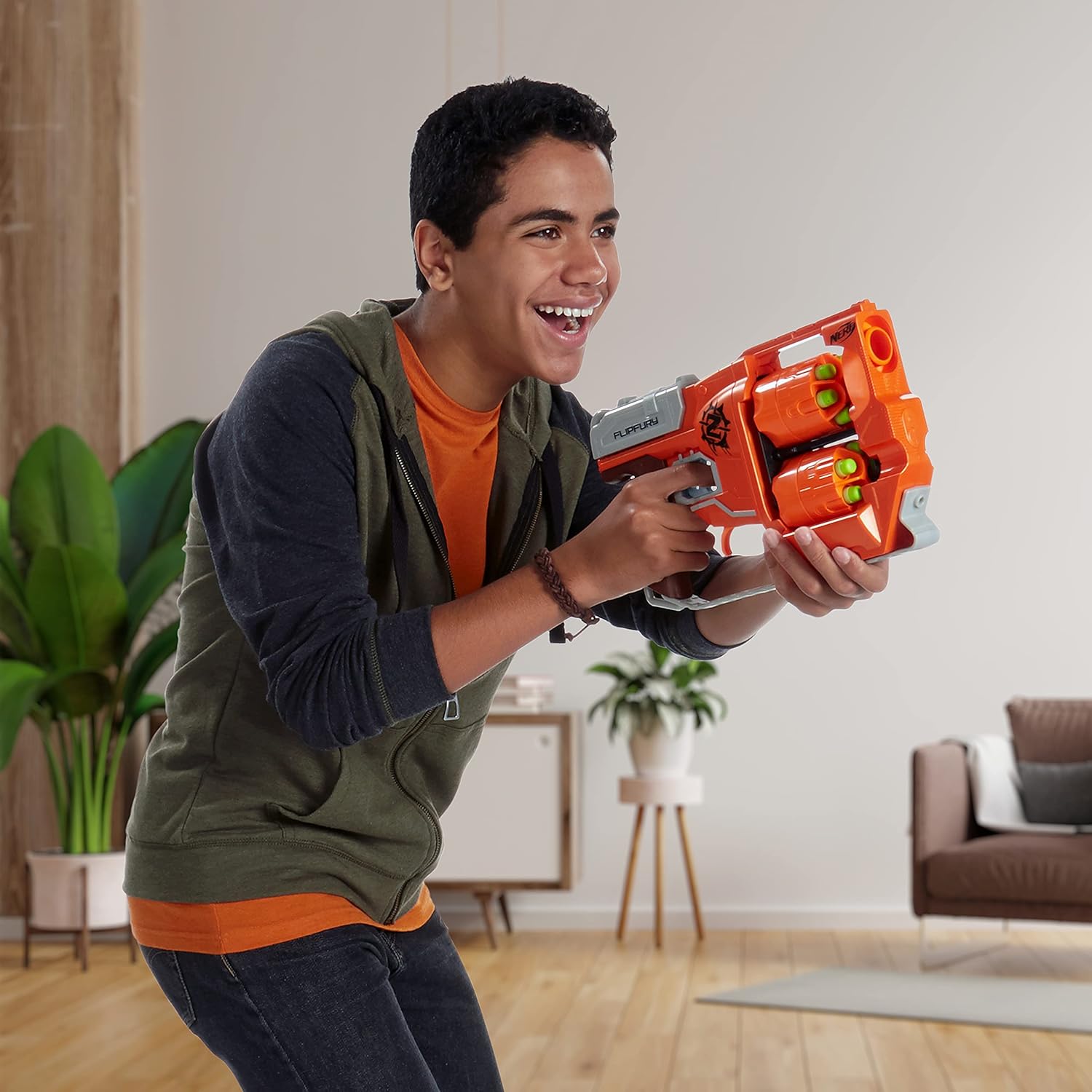 Nerf Zombie Strike Flipfury Toy Blaster With 2 Flipping Drums And 12 Official Zombie Strike Elite Darts