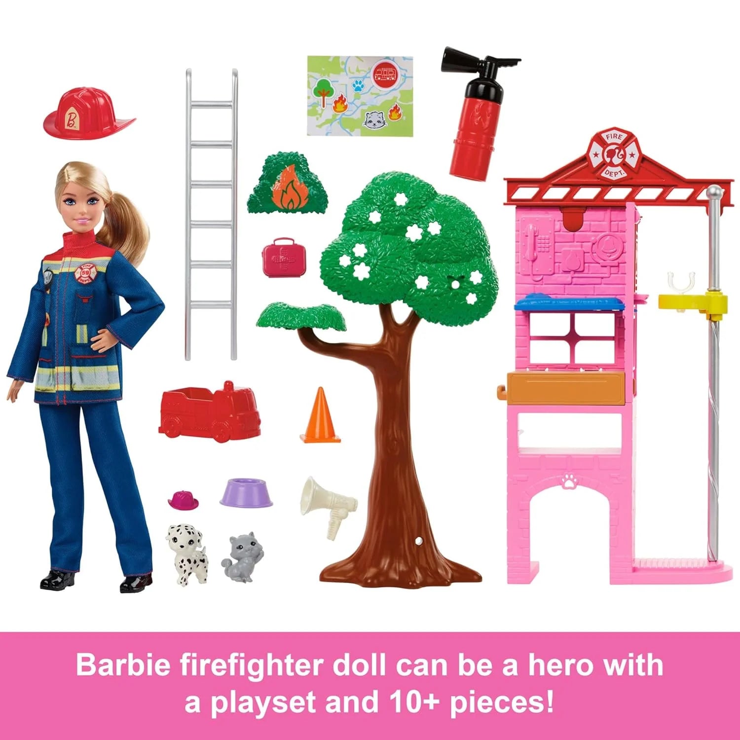 Barbie Firefighter Playset With Blonde Fashion Doll For Kids